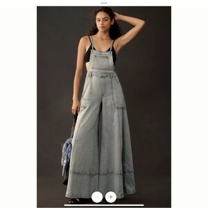 Pilcro Light Blue Wide-Leg Jeans Overalls